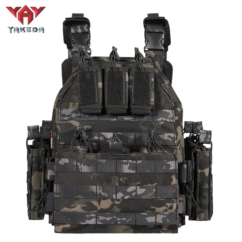 YAKEDA Tactical Vest 1000D Polyester Quick-release Vest Outdoor Combat Wear-resistant Breathable Camouflage Clothing MOLLE