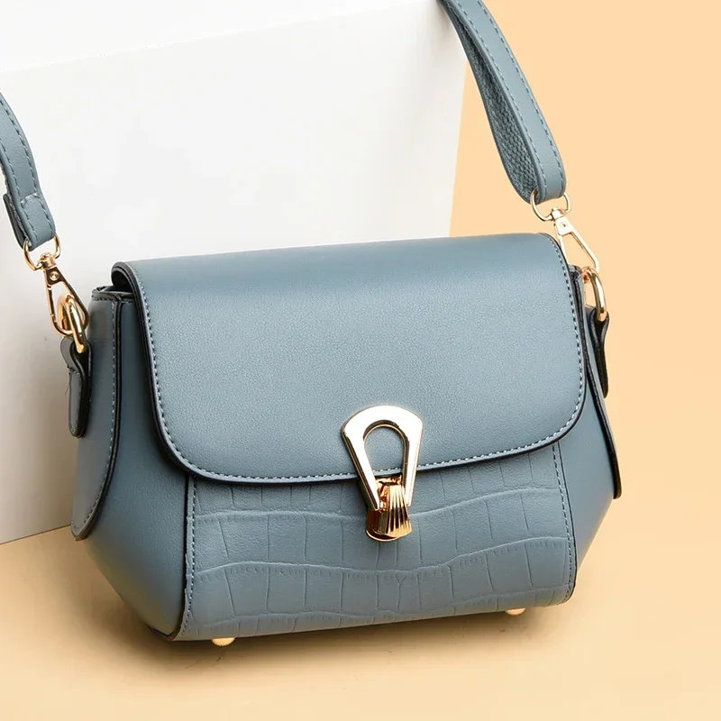 Women’s Fashion Stone Pattern Small Shoulder Handbags Female Solid Color PU Leather Messenger Bag Mini Purse Flap ZL341