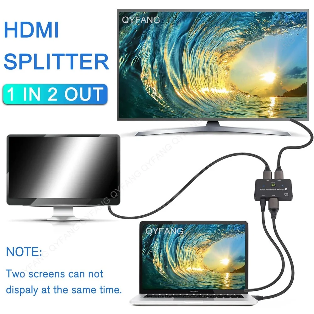 8K 4K HDMI-Compatible Switch 8K 60Hz 120Hz 2 in 1 Out HD 2.1 Bi-Direction  Switcher Converter for PS5 Switcher Splitter Adapter