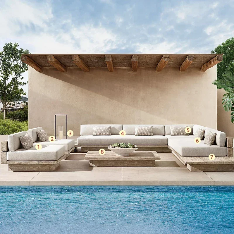 

Outdoor sofa courtyard villa teak furniture