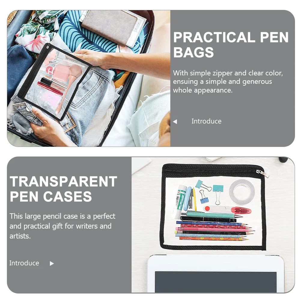 

9 Pcs PVC Transparent Pencil Cases Large Capacity Zipper Travel Bags for Pens Coins Stationery Practical Gifts