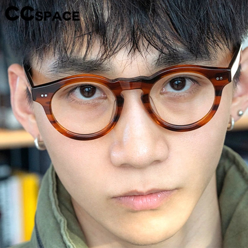 

Round Rivet Anti Blue Light Glasses Frame Men Women Retro Optical Clear Eyeglass Customizable Prescription Spectacles #301964