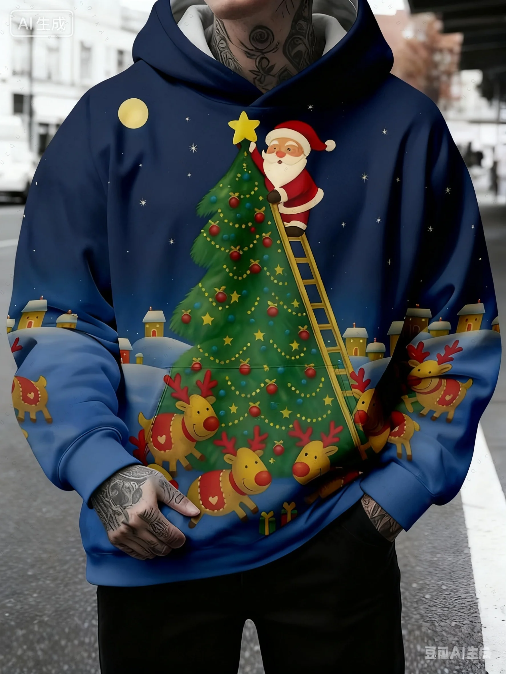 26 الرجال ثلاثية الأبعاد سانتا كلوز طباعة مقنعين البلوز حجم كبير قناع السترة عيد الميلاد المرأة ملابس شتوية غير رسمية وحفلات زي #5