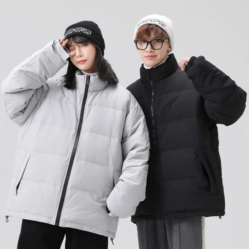 

Мужская зимняя куртка High-Street Sle: теплый пуховик с воротником-стойкой, стеганая верхняя одежда, уличный стиль, нейтральный белый цвет, наполнитель из пуха.