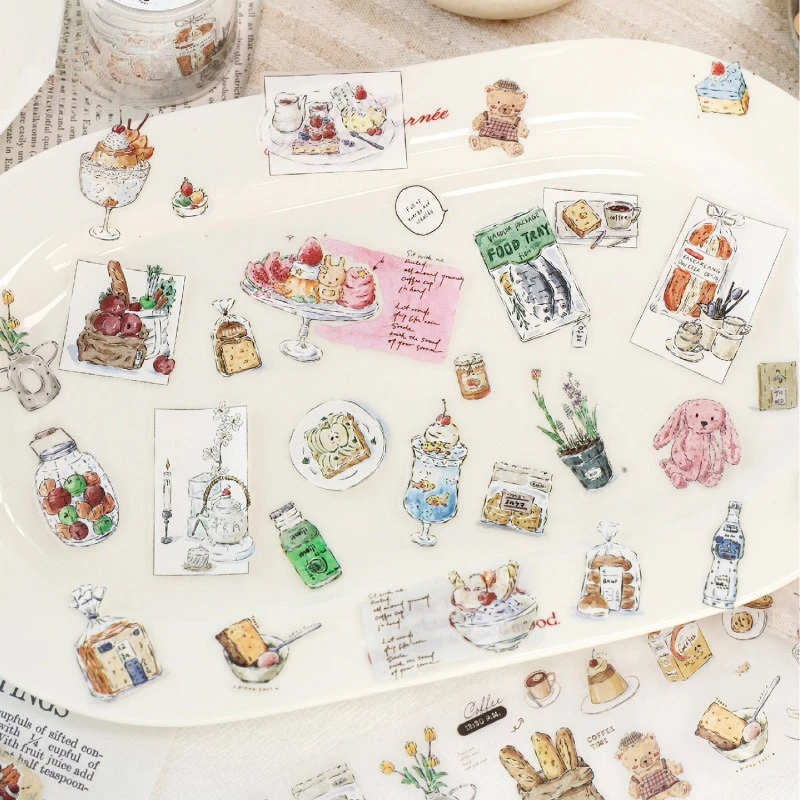 Four O'Clock a Day Series Matte Simple Ins Wind Hand Account Decoration Material Circulating Hand Account Sticker Pet Tape