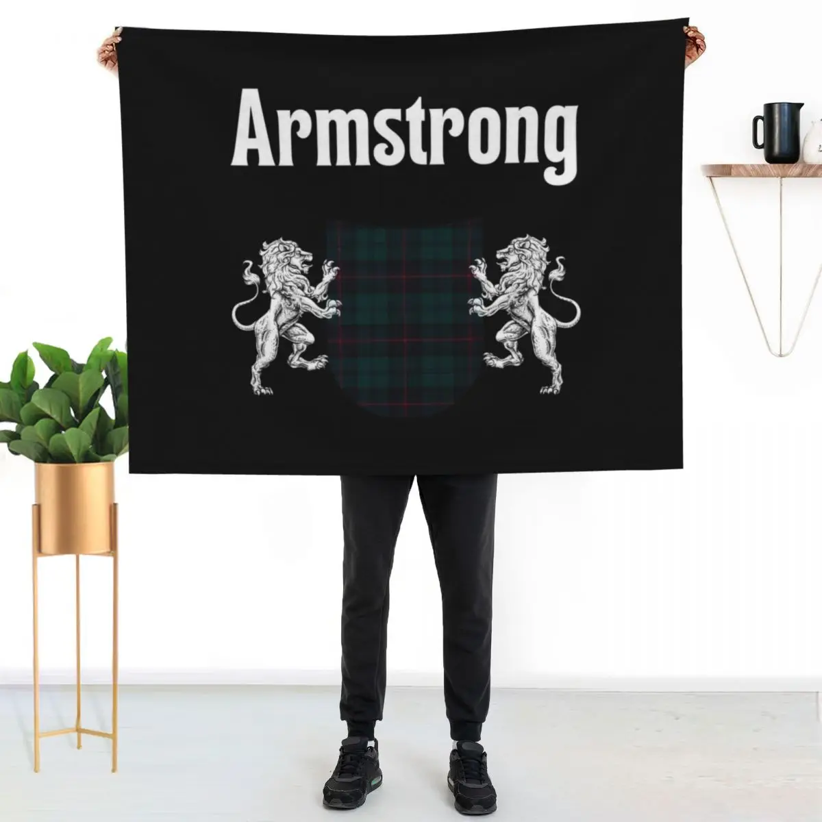 Armstrong Clan Scottish Name Coat Of Arms Tartan Throw Blanket Elegant Warm Throw Blanket for Hotel Home