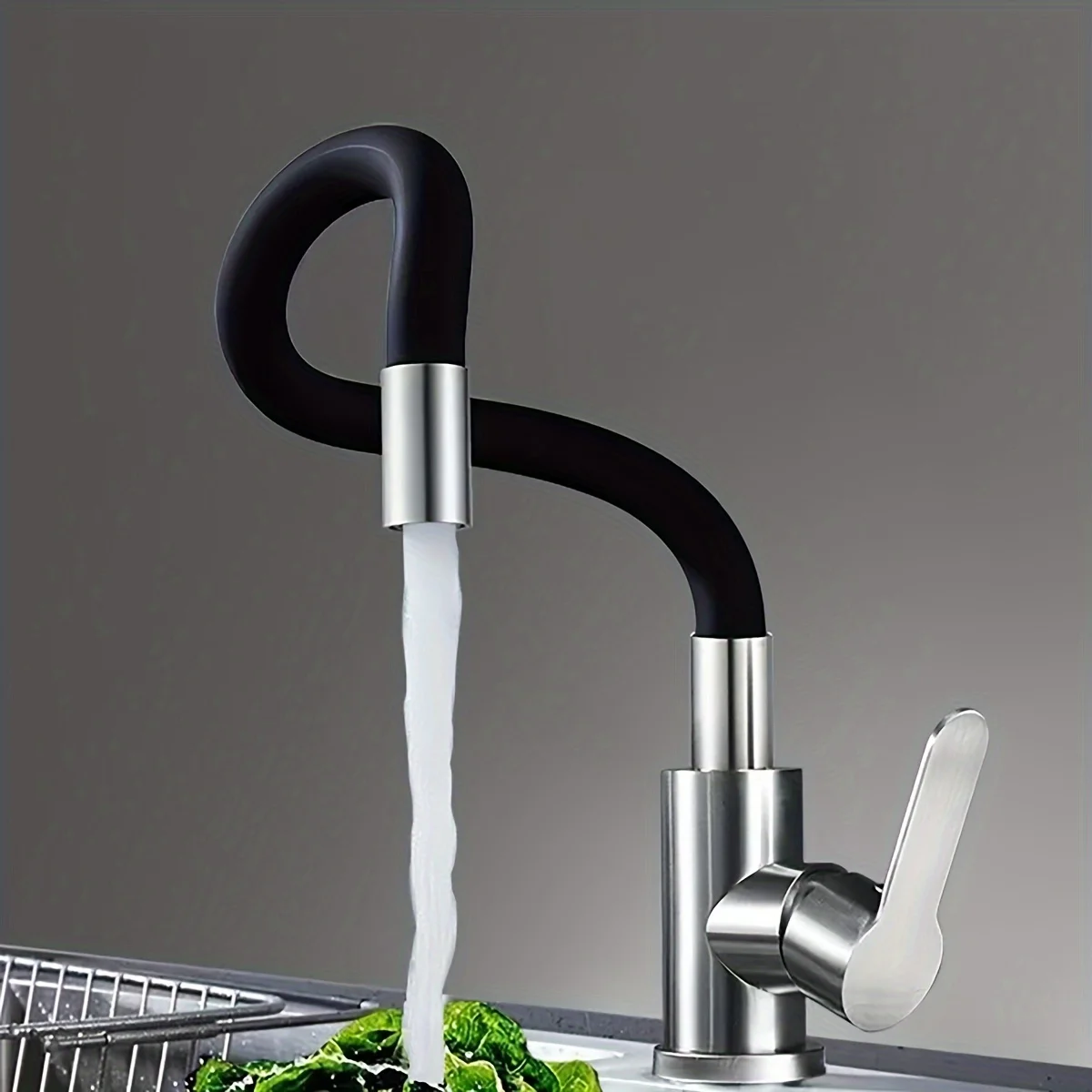 

Modern Stainless Steel Kitchen Faucet with 360° Silicone Spray Head, High Pressure Dual Spray Modes, Hot/Cold Mixer Tap,