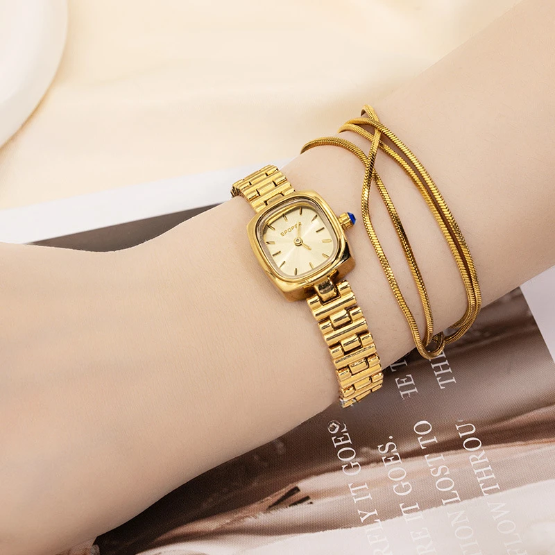 Retro Fashion Temperament Small Gold Watches Ladies Wheat Strap Light Luxury Sense Women's Wristwatch Simple Niche Ins Wind 2026