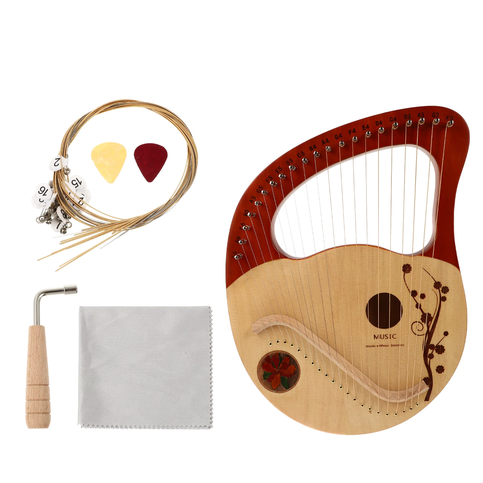 

Handheld Stringed Instrument 21 Lyre Small Musical Instruments 34X29X5CM Spruce Wooden Harp