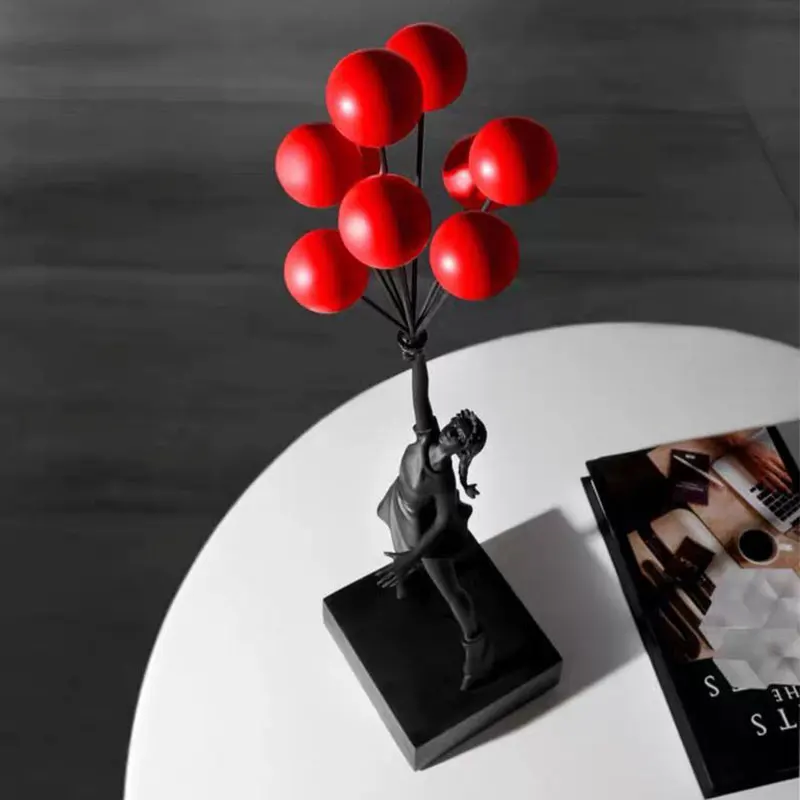 Banksy Balloon Girl Statue Resins Art Characters Sculpture Home Decoration Living Room Bedroom Bookcase Office Decorations