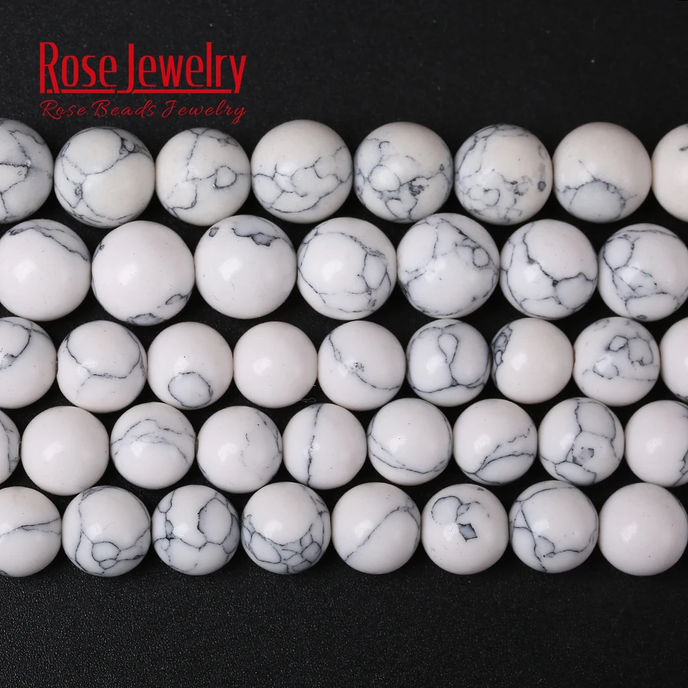 

White Turquoises Stone Round Beads For Jewelry Making 4 6 8 10 12 mm Spacer Beads Diy Bracelet Necklace Accessories Wholesale