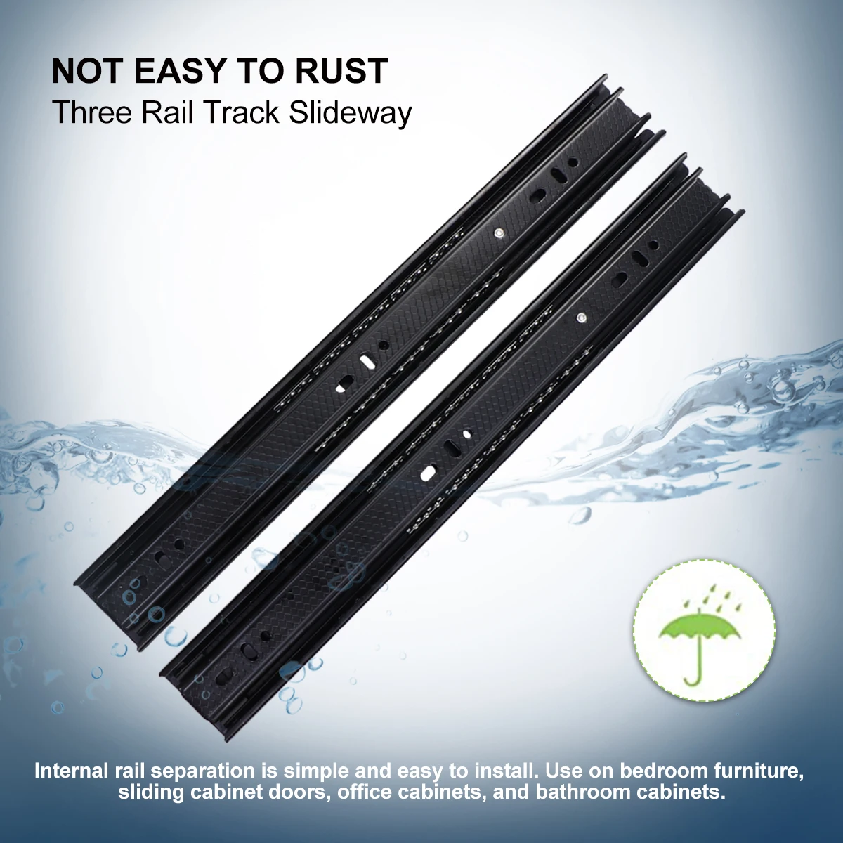 

Full Extension Steel Ball Drawer Slides Heavy Duty Three Rail Soft Close Damping Buffer Closet Furniture Track