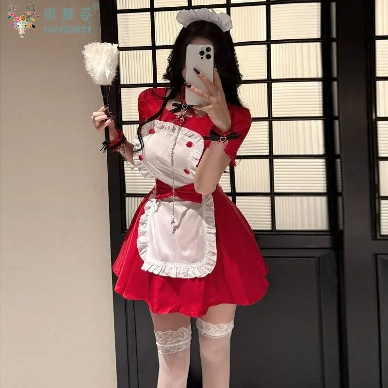 Sweet Cute Lolita Dress Bow Adult Female Cosplay Costume Cafe Servant Japanese Maid Uniform Nightclubs Pure Desire Fancy Party