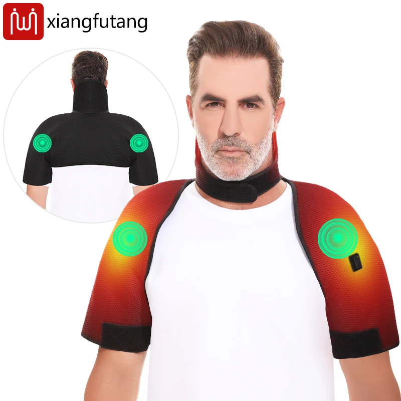 

Массажная шаль с подогревом, вибрационный массажер для плеч, теплый жилет, 3 настройки температуры, грелка для облегчения боли в шее и плечах