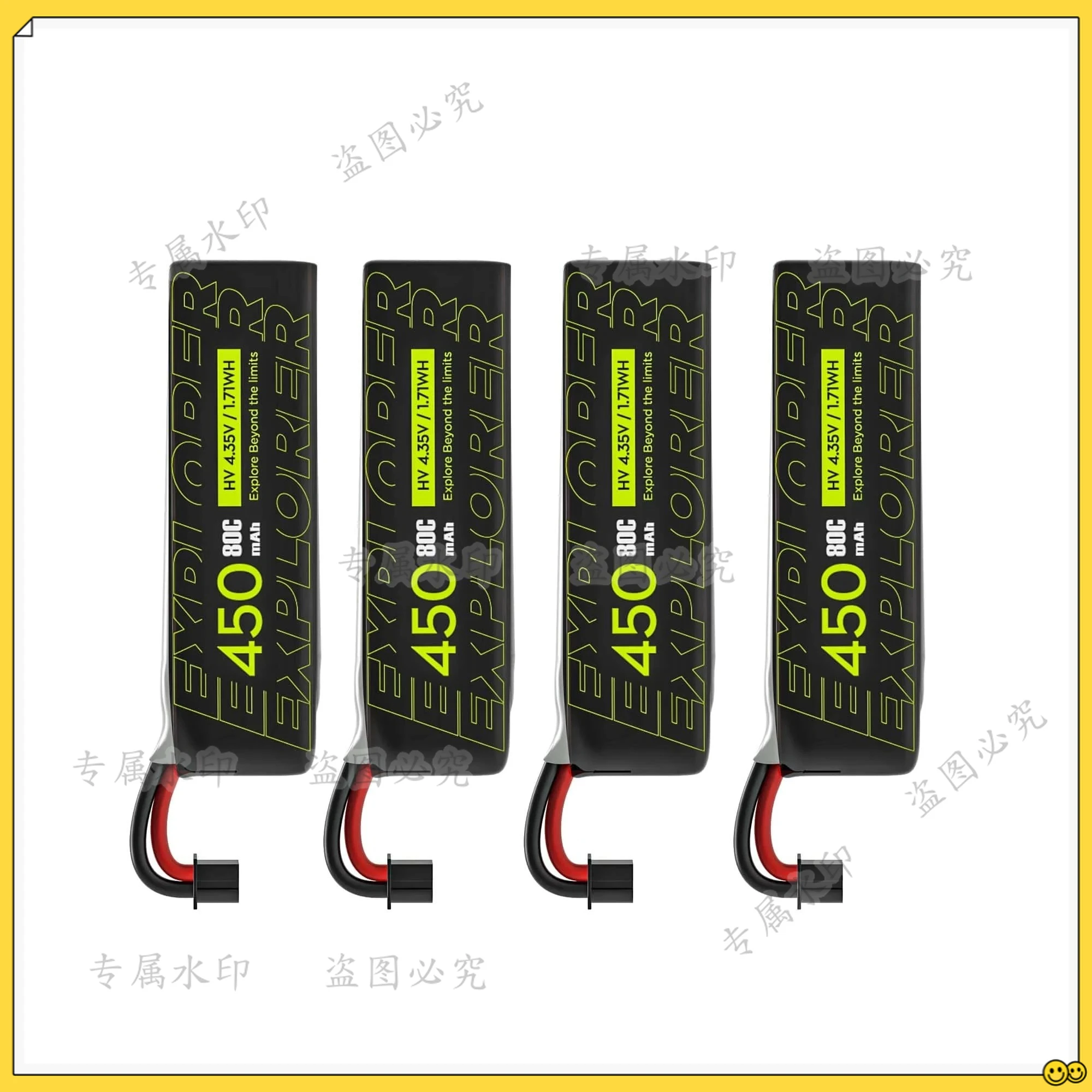

1S HV V2 Battery 4PCS Explorer Battery 450mAh/750mAh/1000mAh 80C 1S1P 4.35V 1A A30 Plug 20AWG Silicone Wire