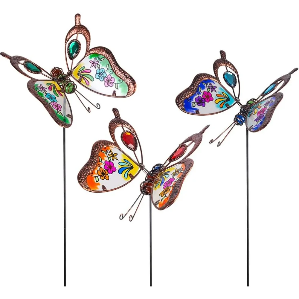

3 упаковки декоративных садовых кольев в форме бабочки, наружные украшения, металлические садовые колья для двора, декора ганок для патио, двора