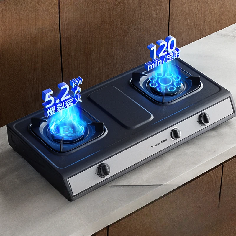 Gas Stove Desktop Double Stove Household Liquefied Gas Natural Old-fashioned Energy-saving Fire Stove Fogao Cooktop