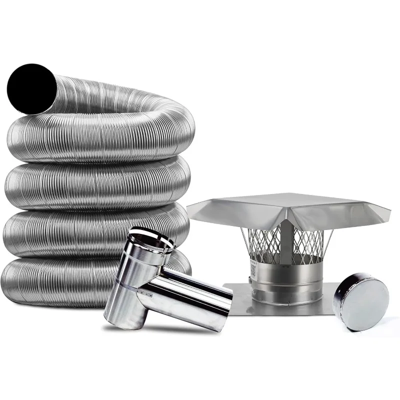 الصفحة الرئيسية. طقم بطانة مدخنة من الفولاذ المقاوم للصدأ | بطانة مدخنة مرنة من FireSafe مع موصل تي للمواقد الخشبية والتهوية | صنع في #1