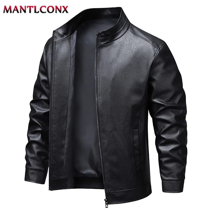 

Autumn New PU Leather Jacket Men Motorcycle Causal Vintage Leather Jacket Coat Men Spring Fashion Pocket Leather Coats Zip Up
