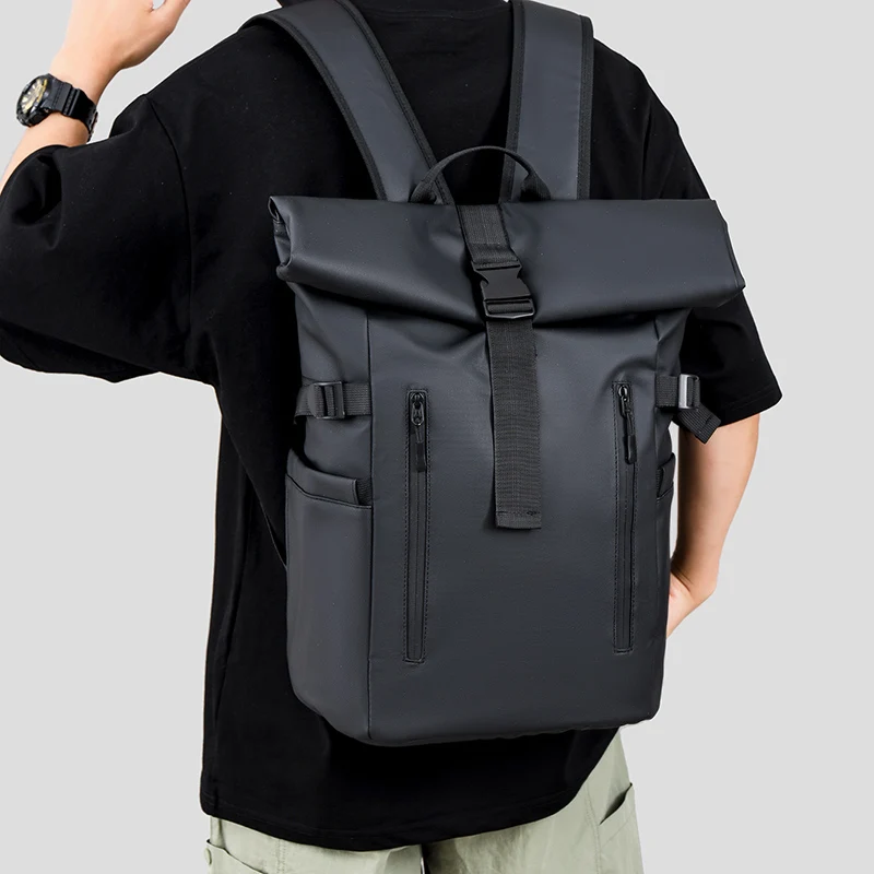 Men Fashion Backpack Laptop Travel Viral Backpack Roll-up Sprots Hiking Travel Bag Waterproof Business Back Pack Travel Bag