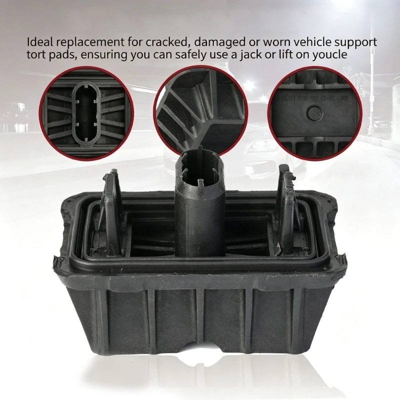 Vehicle Lifting Point Pad with Press Fit Placement Without Separate Fasteners and Rubber Layer That Limits Direct Metal Contact