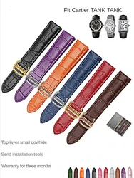 Cow Leather Watch Strap for Cartier Solo Tank Key London West Cheetah Men Women Crocodile Pattern Genuine Leather Watchband 20mm