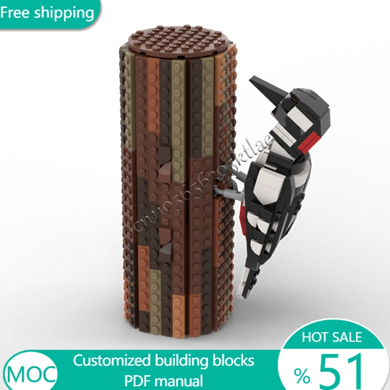 561 PCS Animal Great Spotted Woodpecker MOC Customize Modular Building Block Brick Kids Model Popular DIY Boy Festival Toy Gift