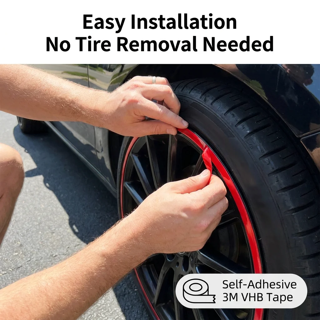 4pcs Aluminum Alloy One-Piece Car Wheel Rim Protectors Self-Adhesive No Tire Removal Hub Anti-Scratch Guard Rings