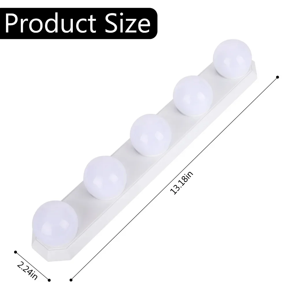 Luz frontal de espejo USB portátil, 5 bombillas, ventosa, luz Led para interior de relleno, Bombilla de espejo cosmético, lámpara de pared LED de maquillaje