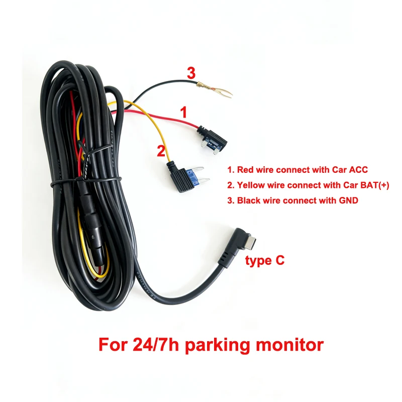 Hardwire Kit Type C Car Charger Rear Camera Back Cam GPS Accessories For F5 F9 X30 X50 P82 P83 P85 P87 K26 Dash Cam