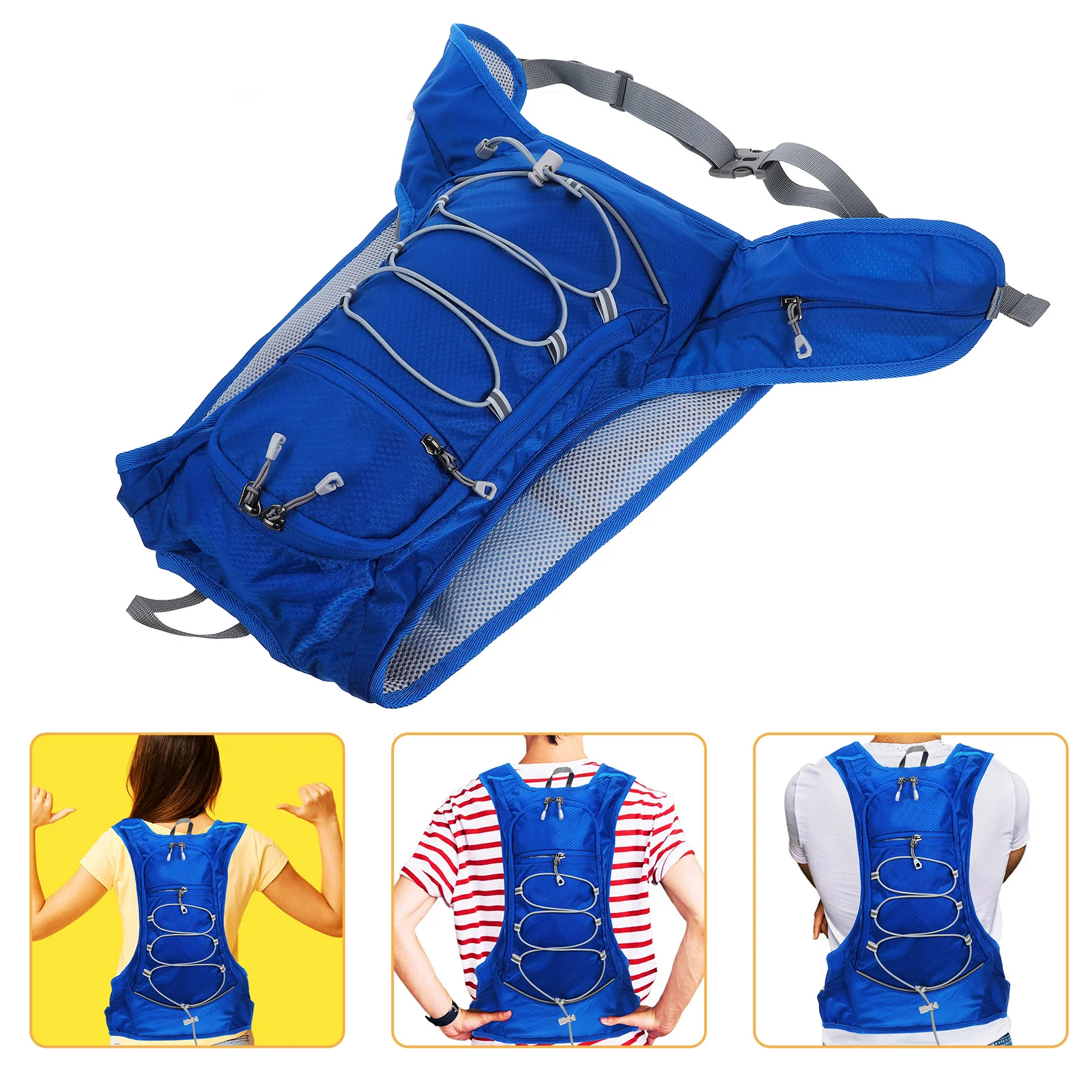 

Многофункциональный водонепроницаемый рюкзак для горного туризма, портативная сумка для хранения, синий, с эргономичной сетчатой спинкой, регулируемые лямки, для бега