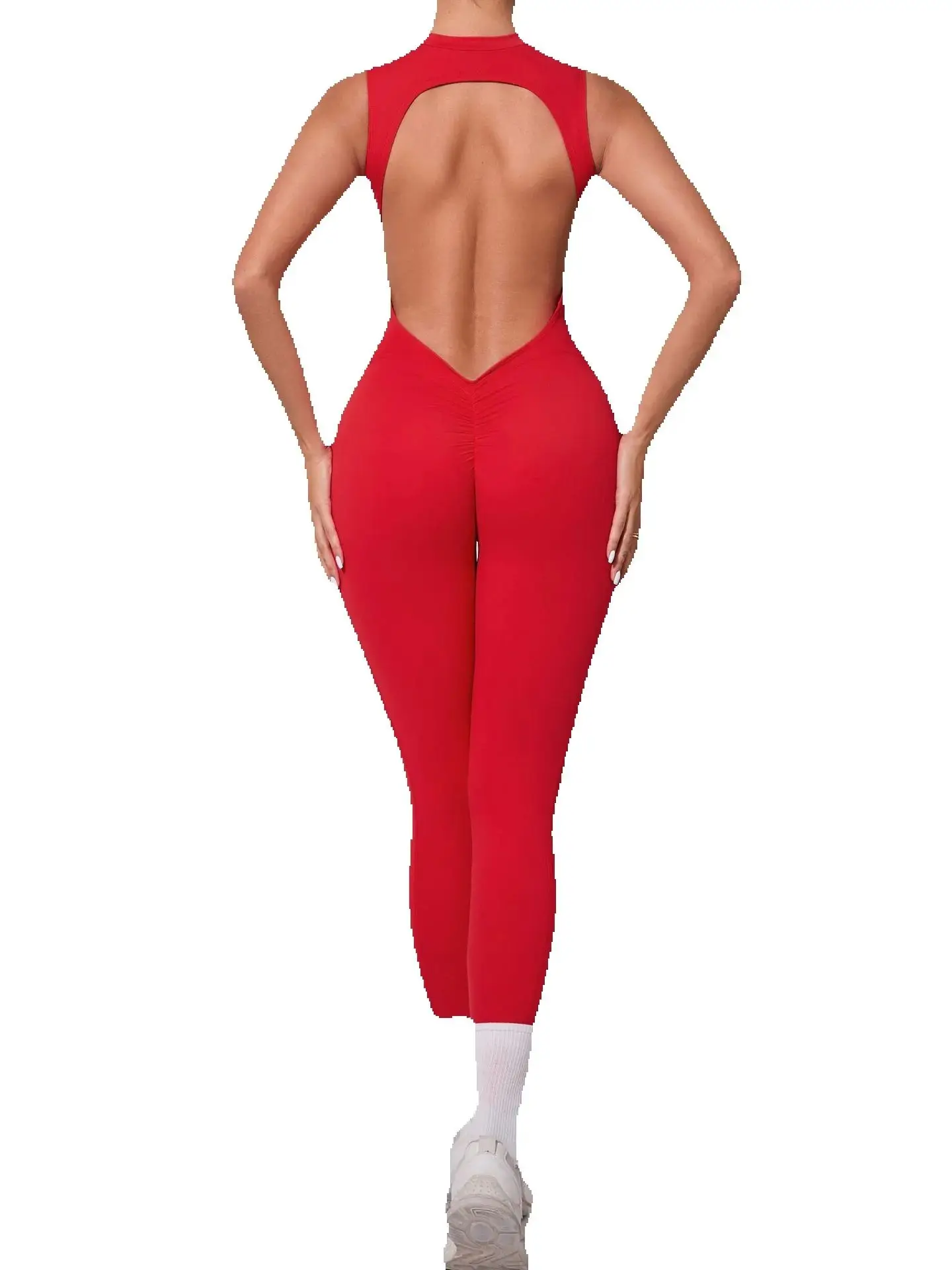 

Fitness Set Jumpsuit Women Workout Romper Sports Playsuit Running One Piece Yoga Suit Scrunch Shorts Backless Set Gym Clothes