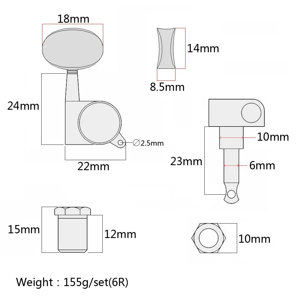 Acoustic Guitar Keys Tuners Universal Steel String Tuning Gear Replacement Tools for Music Instruments Guitar view 2