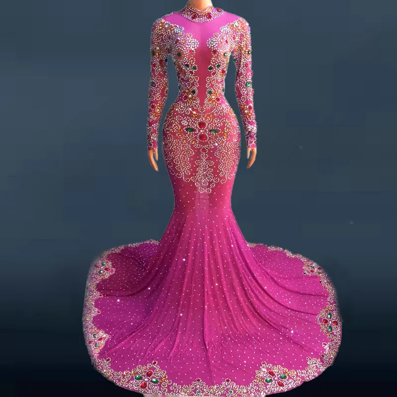 هدية عيد الحب فستان ماسي لامع أحمر إبداعي للسيدات أنيق بذيل السمكة فيستدوس دي فييستا أنيق فستان صغير مثير ساخن #4