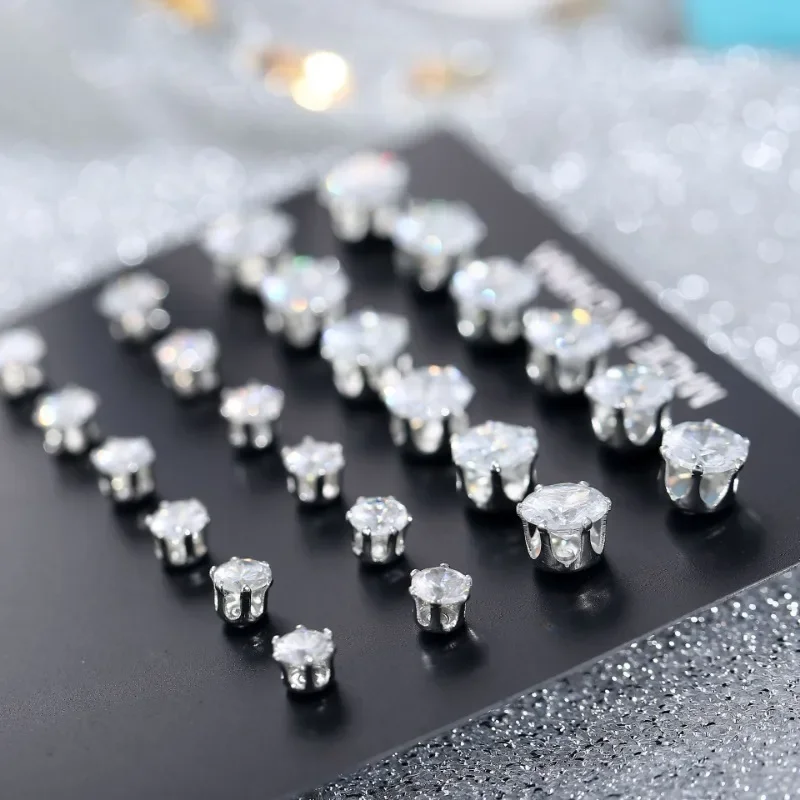 12 Pair/Lot White Shiny Wedding Stud Earrings Set For Women Men Crystal Jewelry Accessories Oorbellen Jewelry Earrings