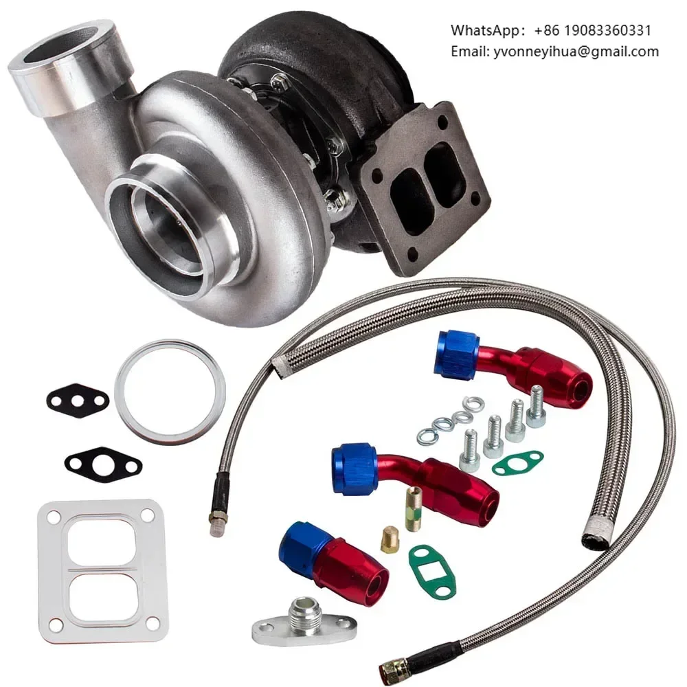 

Turbo Kit 600+HP Racing High Performance GT45 T4 V-Band Universal Turbocharger 1.05 A/R + Oil Drain Feed & Return Line