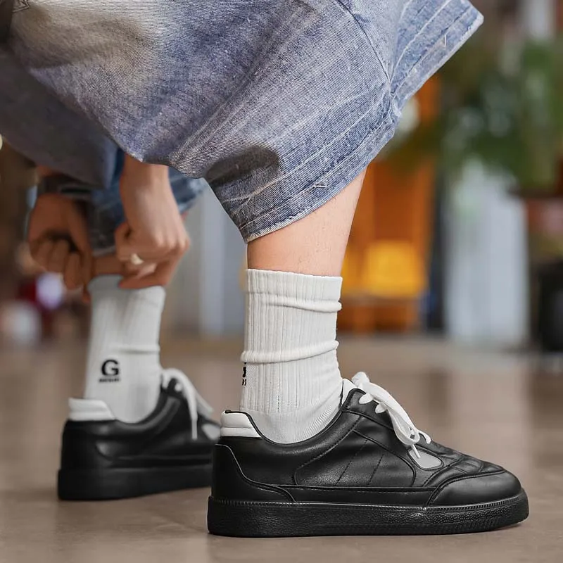 Mens height increasing shoes lightweight and casual leather upper anti slip and comfortable increase height by 6 centimeters