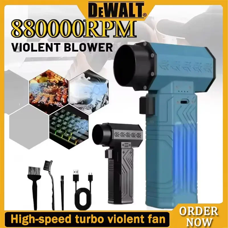 DEWALT 880000 tr/min puissant Mini Turbo Jet ventilateur souffleur d'air, 10000 mAh poussée 70 m/s vent sans brosse Duster feuilles élimination sèche-linge clavier