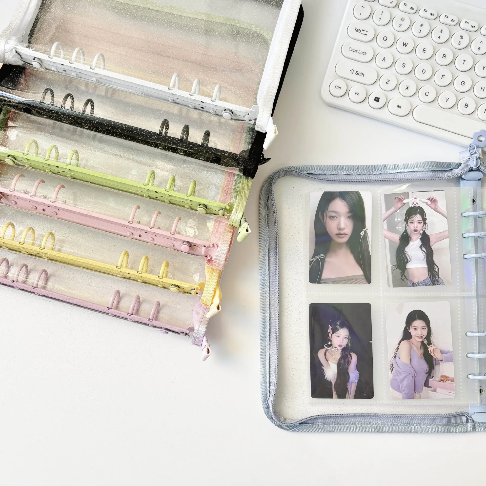 A5 Cute Ins Sparkling Blingbling Binder Photocards Transparent Zipper Photo Album Card Holder Book Girl Hand Account Book Cover