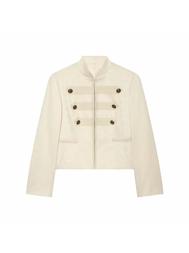 Women Jacket 2026 New Autumn Long Sleeve Buttoned Fitted Blazer Women Elegant Chic Personality Ladies Outerwear
