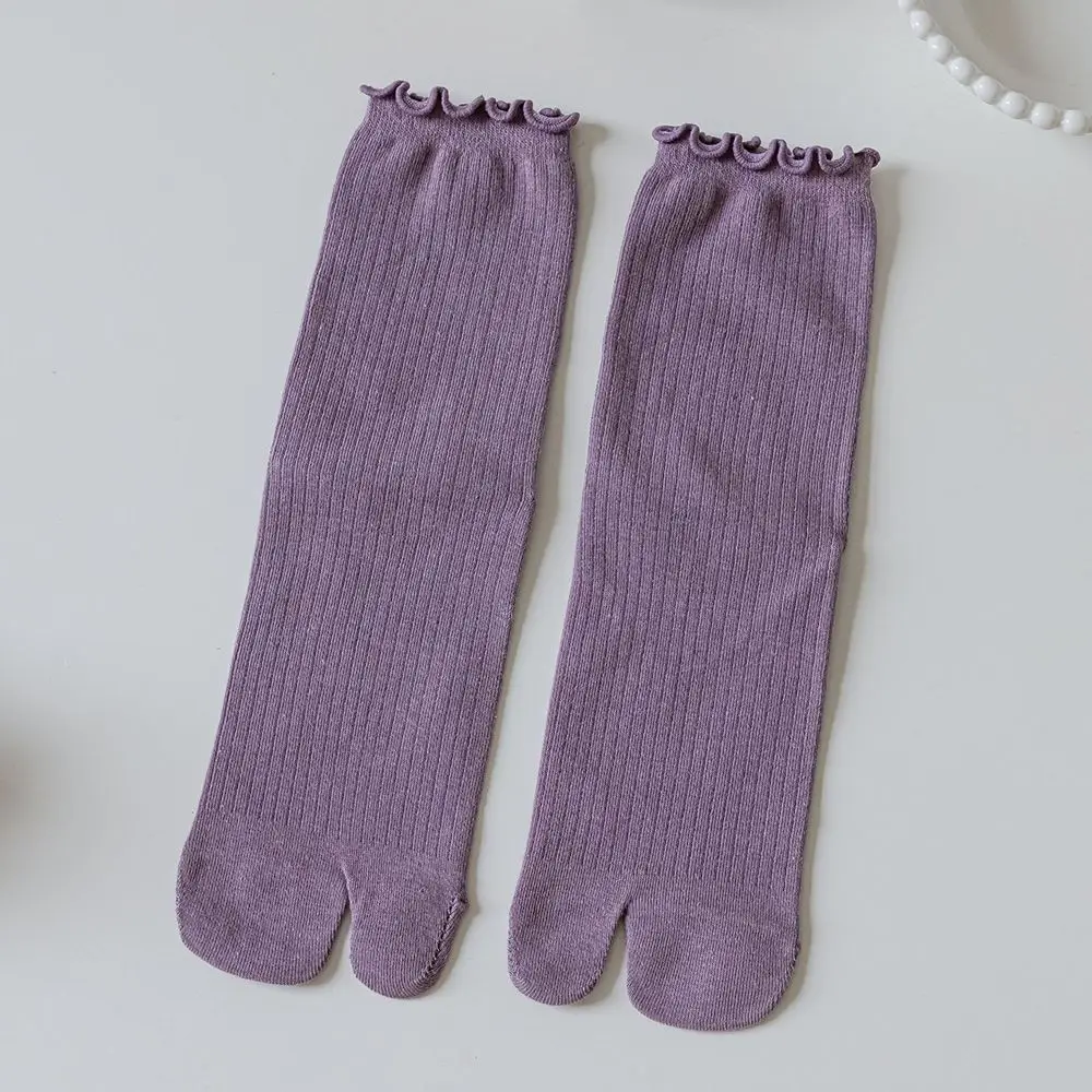 

Fashion Casual Split Toe Female Candy Color Cotton Two Finger Socks Hosiery Middle Tube Socks Two Toe Socks