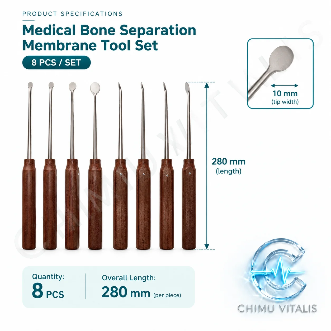 【CHIMU VITALIS】 Instrument Medical Stainless Steel Disc Type Periosteum Separator Straight Elbow Design