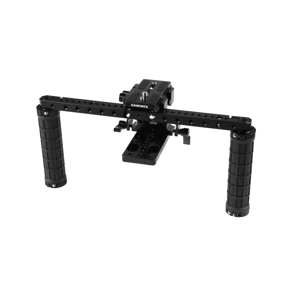 

CAMVATE Simple Camera Holder Rig With Manfrotto QR Plate & Rubber Handgrip For Camera Shoulder Mount Rig 15mm Rod Support System