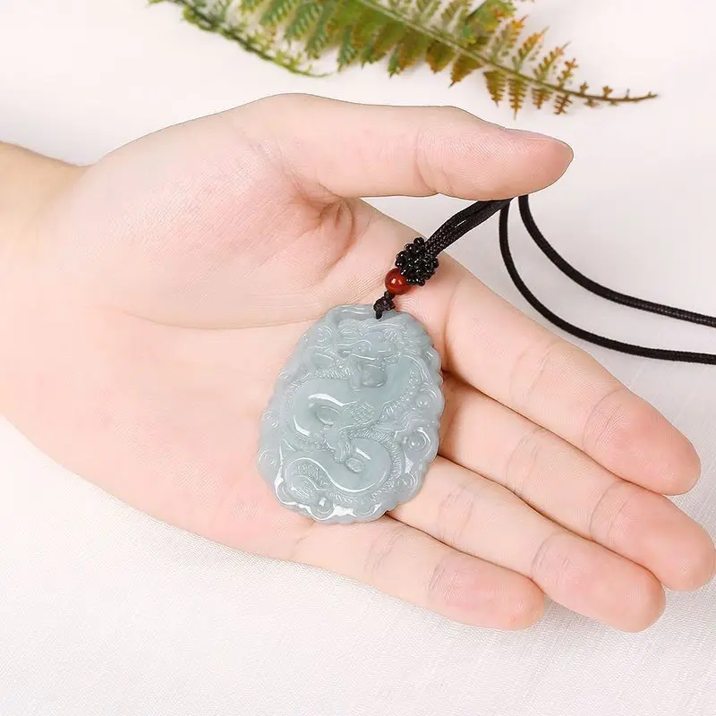 Jadeite Dragon  Genuine A-goods Zodiac Dragon Man Jade Pendant Necklace Men Jade Pendant A-goods Lace Dragon