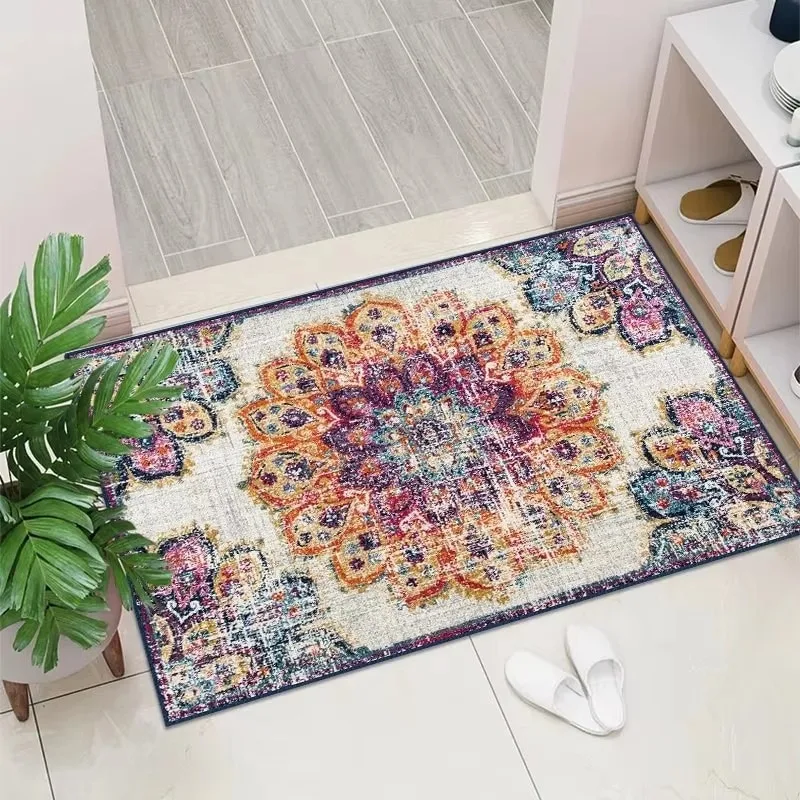 Vintage Boho Rugs Washable Non-slip Area Rug Hallway Farmhouse Bedroom Kitchen Living Room Runner Contemporary Floor Carpet