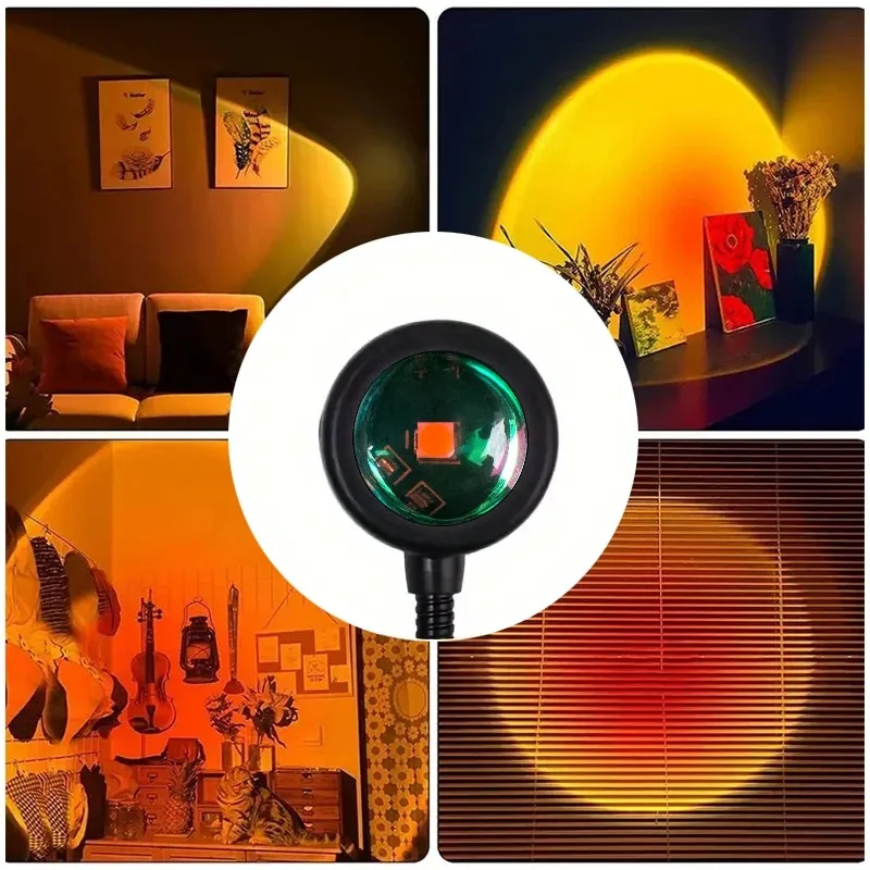 Sunset Projection Lamp USB Home Decoration Atmosphere Lamp Multi-angle Rotatable Suitable for Home Living Room and Bedroom