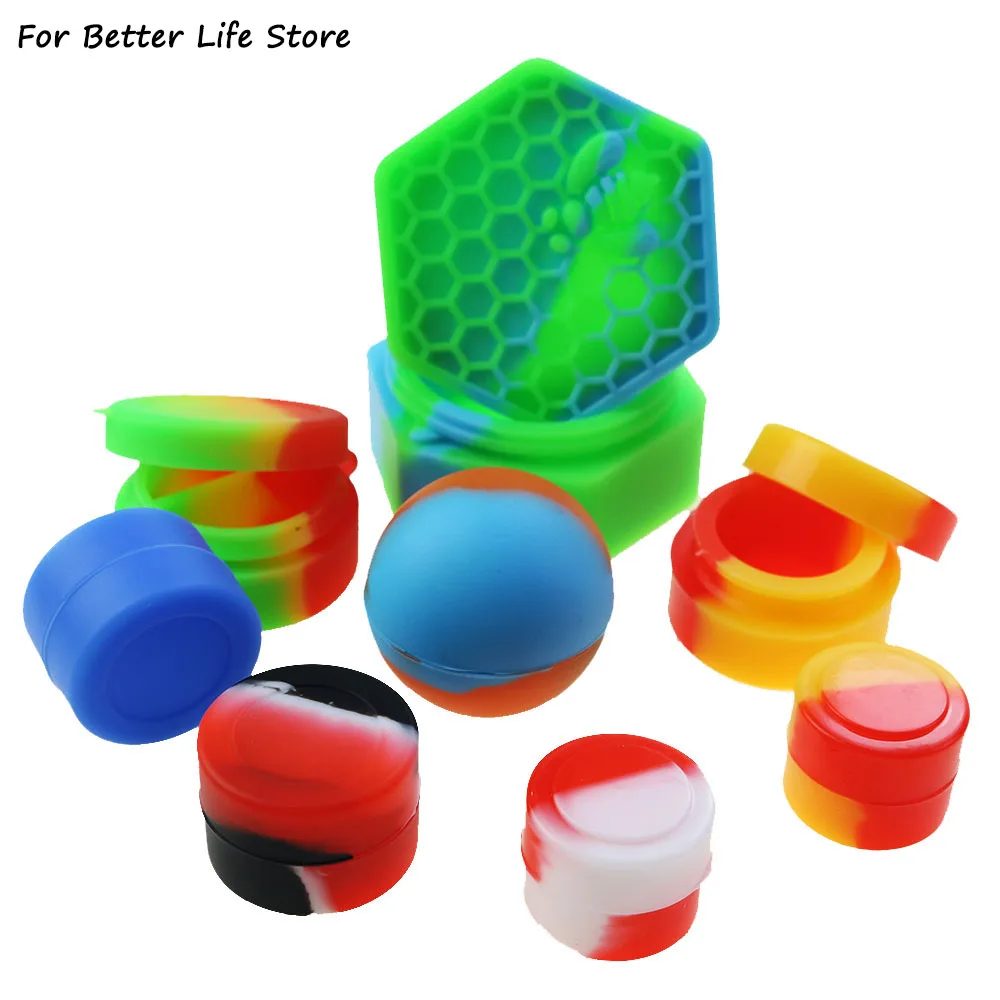 

For Better Life 1PC 2ml /3ml/5ml/7ml/25ml Silicone Container Storage Box for Oil Wax Jar Random Color Ornaments Mini Cover