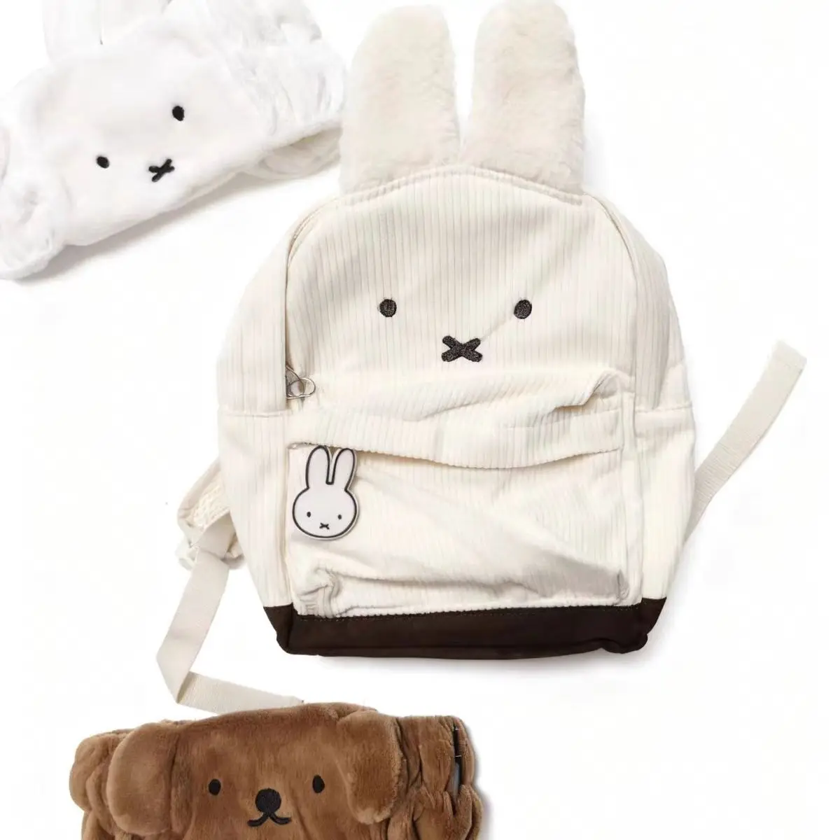 

Anime New White Miffyears Cute Kindergarten Campus Baby Backpack Daily Cute Kawaii Lovely Cartoon Good Looks Soft and Cute Sweet