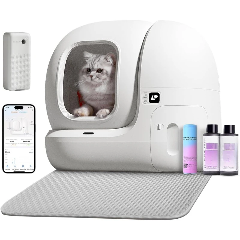 Self Cleaning Cat Litter Box, PuraMax Cat Litter Box for Multiple Cats Cat Litter Box Includes Trash Bags and K3 home.