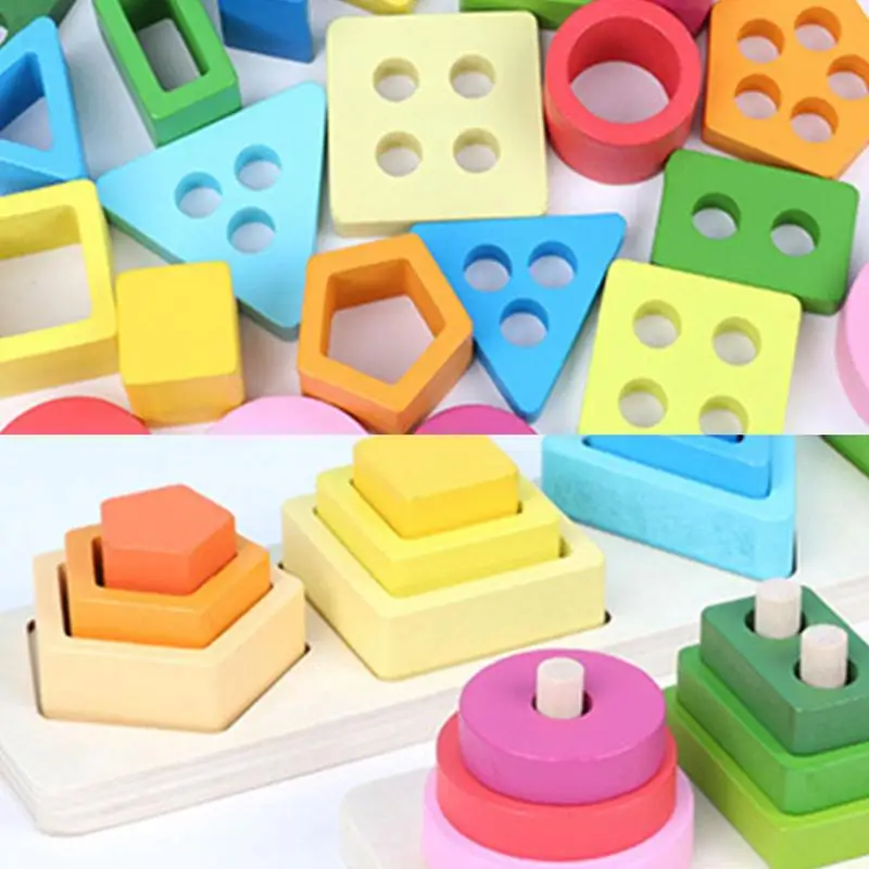 Sorting Stacking Toys Wooden Sorting Stacking Toys For Kids Educational Toys Color Recognition Stacker Shape Sorter